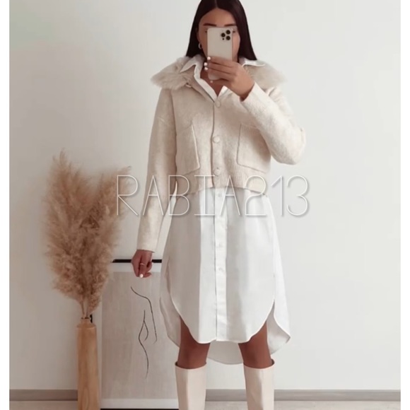 LAST 1!🔥ZARA REMOVABLE FAUX FUR LAPEL KNIT JACKET - Picture 14 of 14